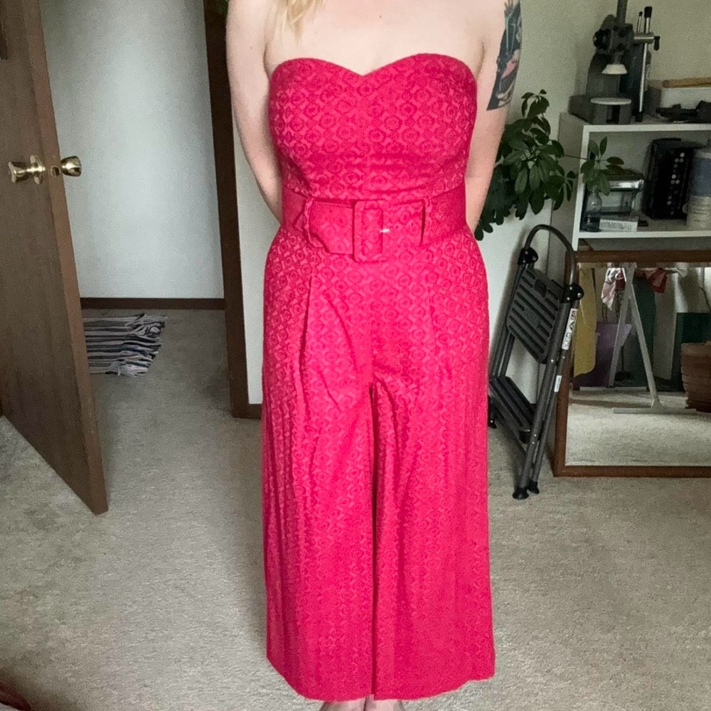 Elegant Strapless Pink Jumpsuit